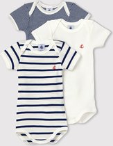 Petit Bateau Set van 3 babyrompertjes met korte mouwen - 68