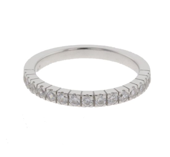 Behave Ring - zilver - met zirkonia steentjes - 925 zilver - minimalistisch design - maat 56 - 17.75mm