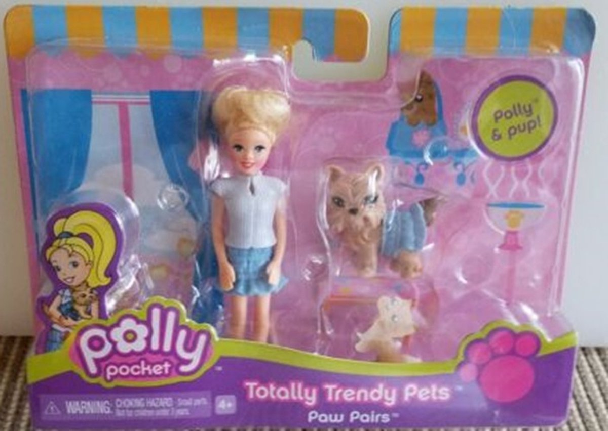 Polly Pocket Totally Trendy Pets Paw Pairs Lila and Kitty 2006 Mattel