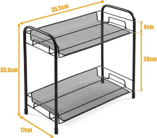 Spice Rack Standing 2 Tier Kitchen Shelf Metal Kitchen Organiser and ...
