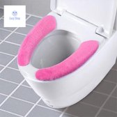 Toiletbril Hoes - 1 Paar Herbruikbare Warm Pluche Toiletbril roze - Zachte Toiletzitting - Verwarmde wc bril