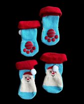 Hondensokken / Kattensokken - Kerst - Kerstman - Antislip - 4 stuks - Maat M - 3x7.5cm - 1 paar - 4 sokken - Katoen -
