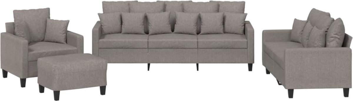 vidaXL - 4-delige - Loungeset - met - kussens - stof - taupe