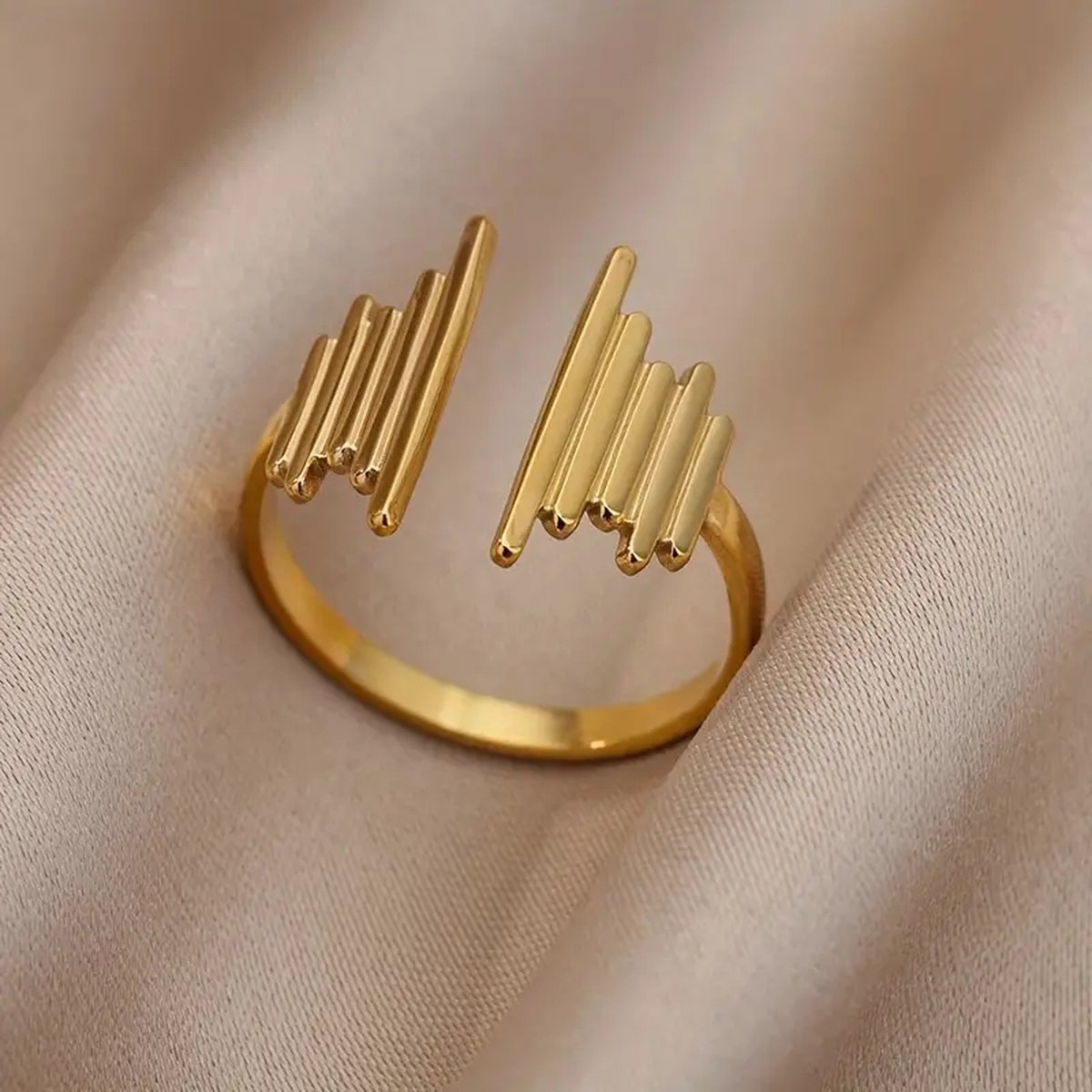18K Gold Plated 'Sound Wave' Style Ring