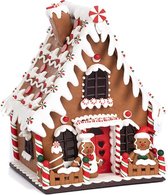 Goodwill - Gingerbread huis - 24 cm - bruin/rood/wit - polyresin