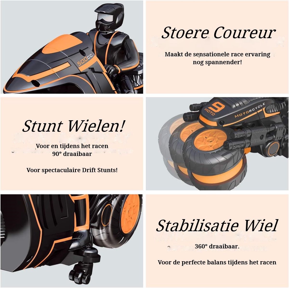 Huntex RC Stuntmotor - Afstandsbestuurbare motor voor kinderen en volwassenen — afbeelding 3