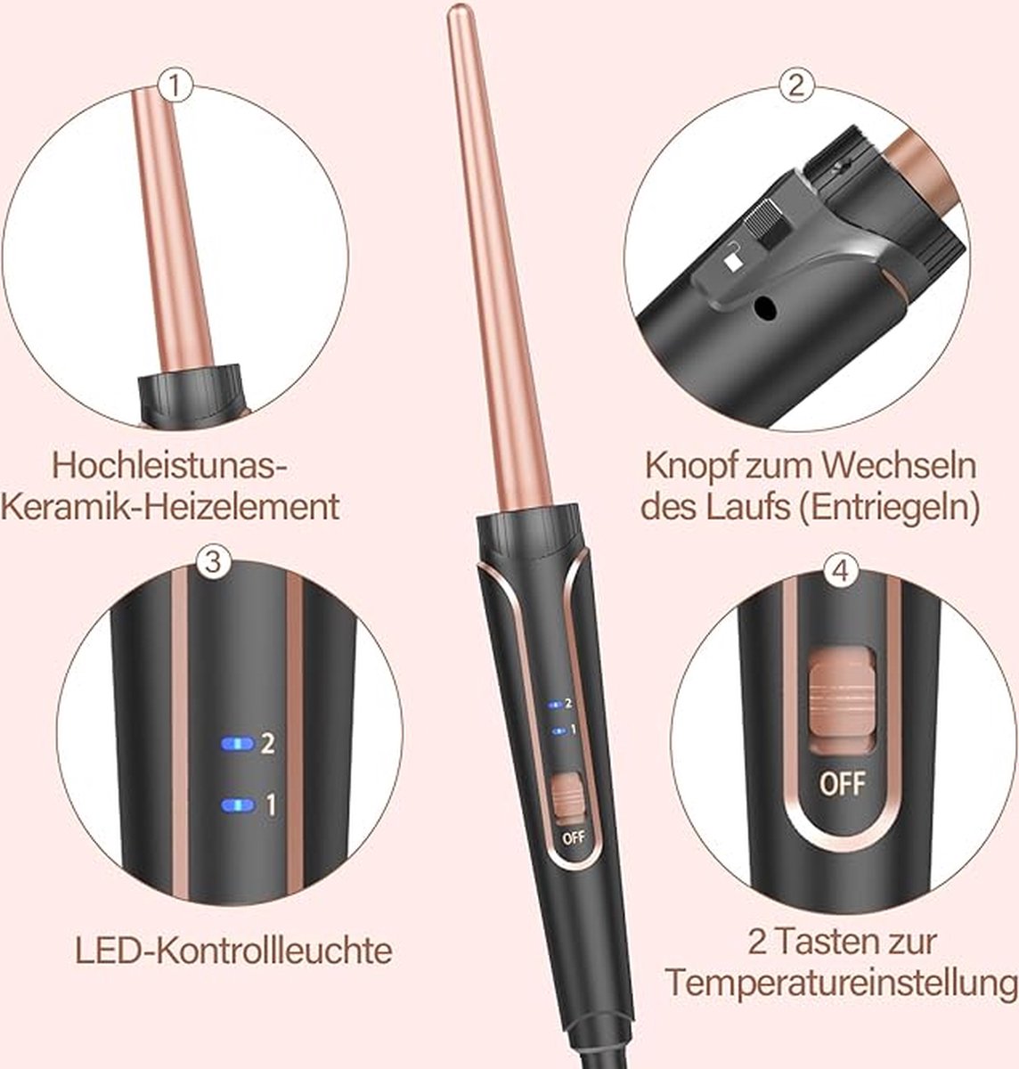 5-in-1 Krultang Set met Verschillende Opzetstukken - Voor - afbeelding 2