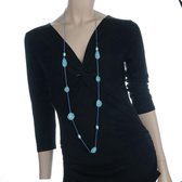 Behave Collier long femme bleu - chaîne de perles en plastique 120 cm
