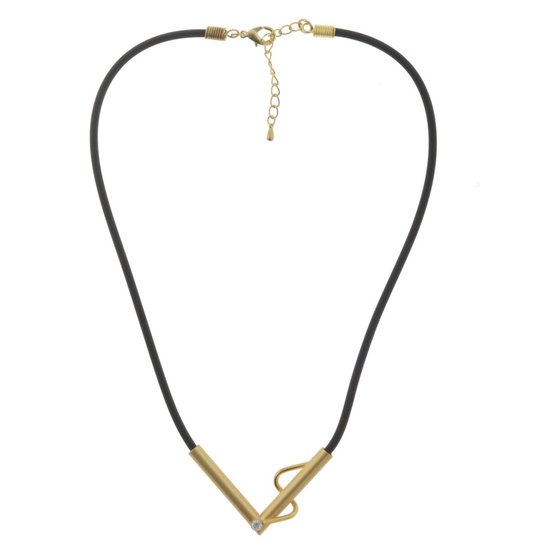 "Behave - Ketting - Dames - Zwart - Goud kleur - V Hanger - 40 cm"