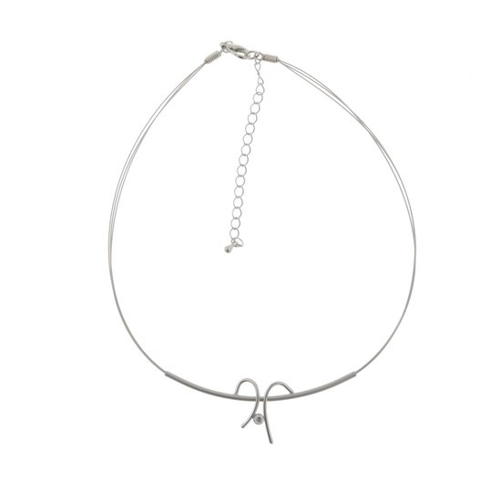 Behave Ketting - minimalistische ketting - dames - abstract - zilver kleur - 40 cm