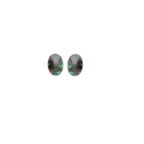 Behave Oorbellen - oorclips - clip oorbellen - abalone schelp - ovaal - 2 cm