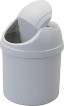 Poubelle Mini modèle A1 - gris - plastique - avec couvercle à rabat - 10 rouleaux de mini sacs poubelle gratuits - modèle comptoir de cuisine/table - 1,5 litres