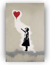 Meisje met ballon 50x70 cm - Banksy schilderij canvas - Kunst - Schilderij vrouw - Schilderij kinderkamer - Banksy schilderijen - Decoratie muur binnen en buiten