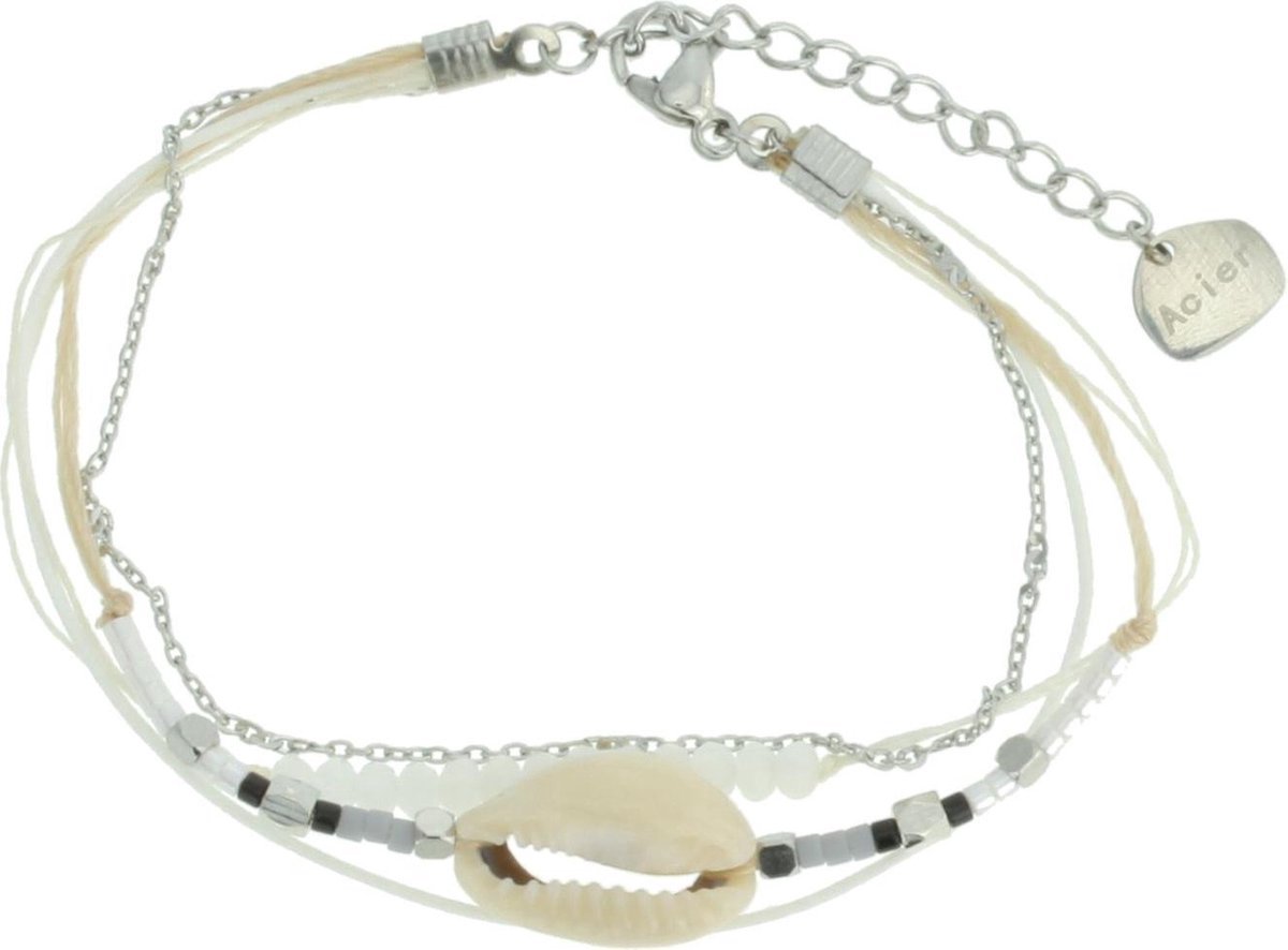 Behave - Armband - Wit - Schelp - Stainless Steel