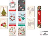 50 cartes de Noël avec enveloppe & Porte-cartes gratuit - 10 x 14 cm - Série "Traditionnel"