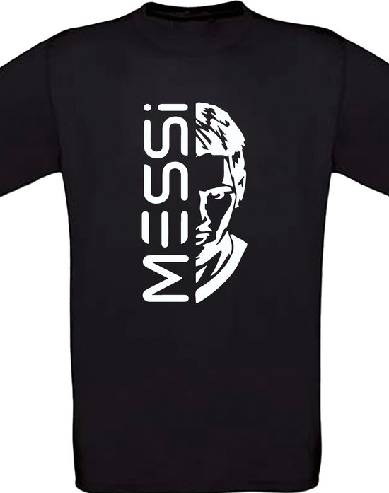 Kinder shirt met tekst- Kinder T-Shirt - Zwart - Maat 86/92 - T-Shirt leeftijd 1 tot 2 jaar - Messi t-shirt - Cadeau - Shirt cadeau - Messi the Goat- verjaardag - Oranje tekst
