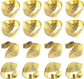 16 stuks metalen servetringen, blad gouden servetringen, holle servetringen, metalen servetgespen voor bruiloftsfeest, diner, jubileum, tafeldecoratie