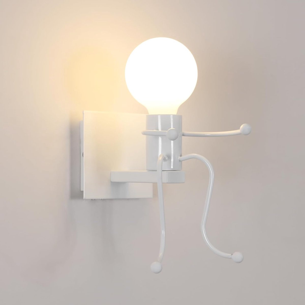 Delaveek-Creatief Menselijk Ontwerp Binnen Wandlamp - E27 Lamp - Wit - IJzer (Lamp niet inbegrepen)