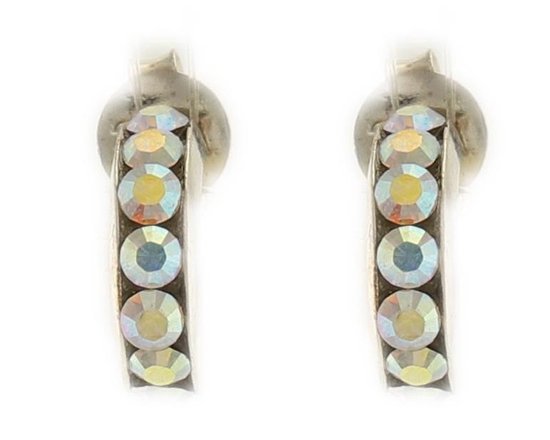 Behave Boucle d'oreille clou en argent sterling 925 avec pierres de cristal multicolore 0 cm
