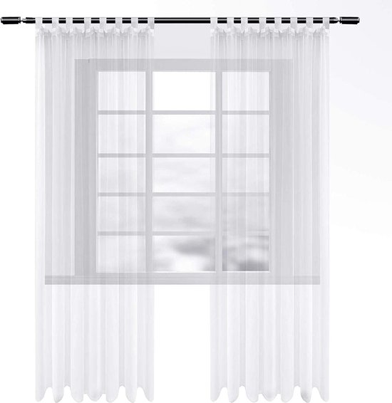 Rootz Pure Voile Gordijnen - Gordijnen - Raambekleding - Panelen - Raamdecoratie - Gordijnsets - Jaloezieën - Wit - 140x145 cm