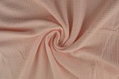 10 meter mousseline stof op rol - Baby roze - 135cm breed - Double gauze op rol