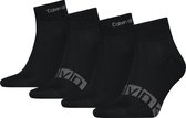 Calvin Klein 4P chaussettes quart rayures logo noir - 40-46
