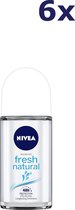 6x Nivea Deodorant Roll-on Fresh Natural 50ml