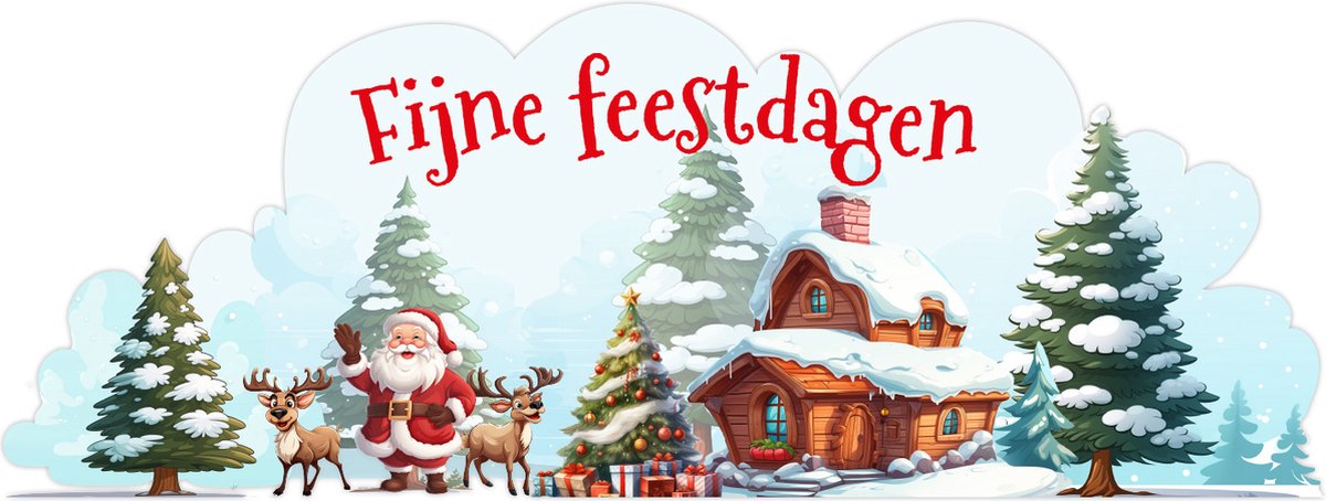Raamstickers Kerst - Gezellig Kerstdorpje 30cm