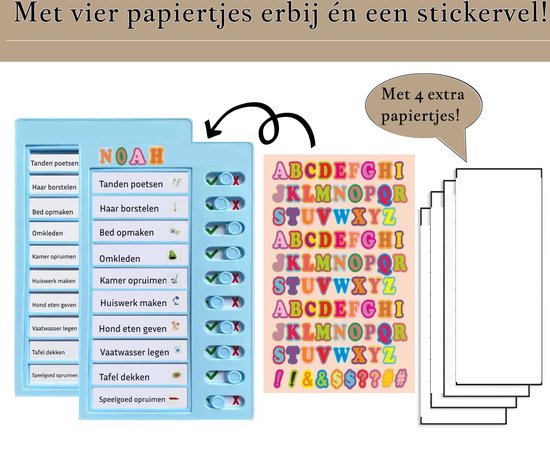 Planificateur de tâches - Tableau de planification pour construire des routines - Planificateur de jour pour enfant - Liste de tâches simple pour chaque situation - Liste de tâches pour les enfants - Blauw