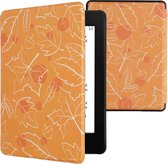 kwmobile hoes geschikt voor Amazon Kindle Paperwhite 11. Generation 2021 - Magnetische sluiting - E reader cover in wit / oranje / bruin - Herfst design