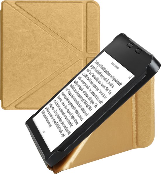 kwmobile case geschikt voor Kobo Libra 2 - Met standaard - E reader cover van kunstleer - In goud
