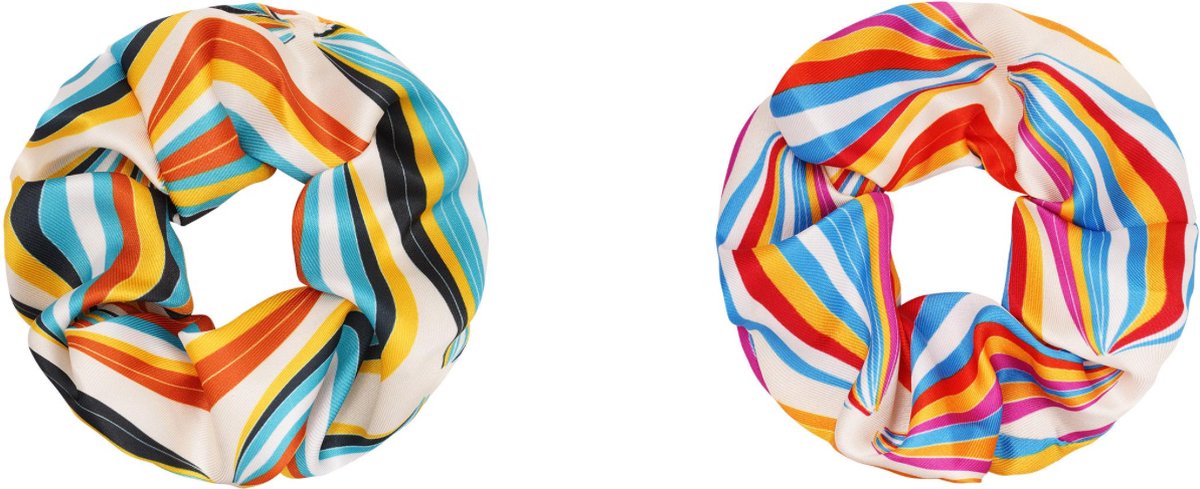 Scrunchie set met kleurrijke strepen Multi Polyester ( 2 stuks )
