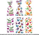 25 Uitdeelzakjes Vlinders 12.3 x 27.5 cm - 3 verschillende varianten - hearts - liefde - bruiloft - trouwerij - harten - Butterfly - Lover - Cellofaan Plastic Traktatie Kado Zakjes - Snoepzakjes - Koekzakjes - Koekje - Cookie Bags