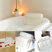 Zacht badkussen, spa & badkussen met 3D Air-mesh-technologie en 6 sterke zuignappen, badkussen, ondersteunend nekkussen, hoofd, rug en schouder badkuip (wit)