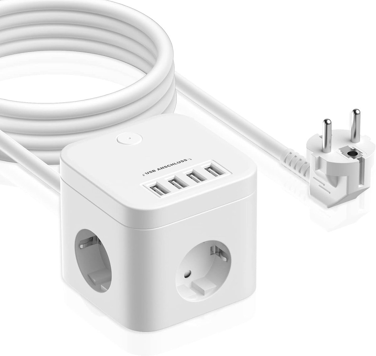 Cube de prises avec USB, fiche 7 en 1 sans câble (max. 250V/16A) avec  interrupteur