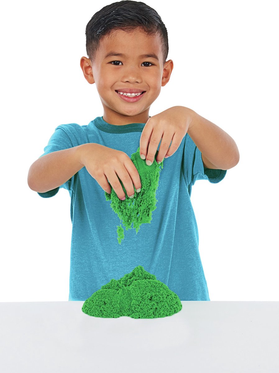 Kinetic Sand - Zandbak-set met 454 g groen origineel Kinetic Sand opbergzandbak 4 vormen en gereedschap - Sensorisch speelgoed — afbeelding 12