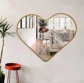 SERALUXE Gouden Hart - 66 x 54 cm - Designer Spiegel - Modern Heart Shape Mirror - Organische vorm - Asymmetrisch - Onregelmatig wandspiegel - Veiligheidsglas - Luxe - Interieur -Badkamer - Toilet - Hal - Woonkamer - Slaapkamer - GOUD MDF frame