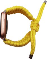 Gevlochten Paracord band - Geel - Geschikt voor iWatch 42mm - 44mm - 45mm - 49mm - Compatibel met Apple Watch Series Ultra 9 8 7 6 SE 5 4 3 2 1 grote modellen