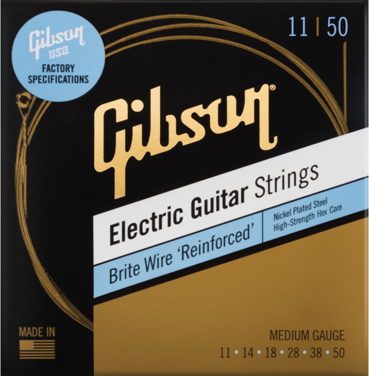 Gibson Brite Wire Reinforced Medium - 0.11 - 0.50 - Elektrische gitaarsnaren
