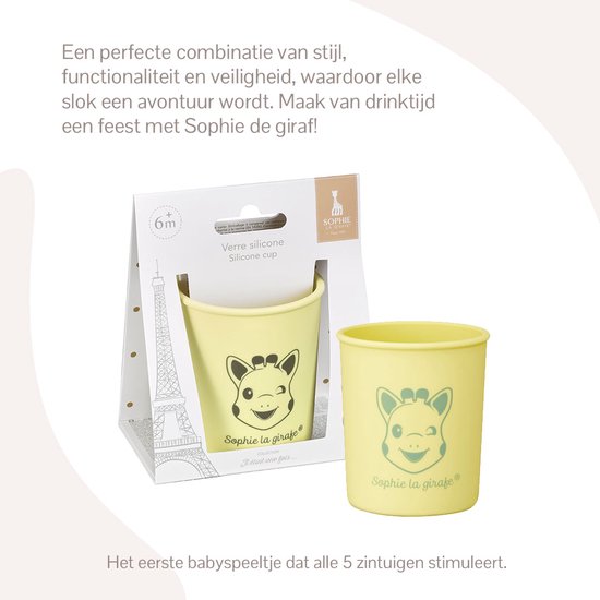 Sophie de giraf Beker - Kinder servies - Drinkbeker - Vaatwasser- en magnetronbestendig - Siliconen - In witte geschenkdoos - Geel van Sophie de Giraf. — afbeelding 3