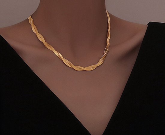 Halsketting slang dames dubbel patroon Sophie Siero kettingen gold plated - Ketting met geschenkverpakking
