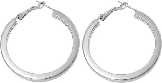 Behave Oorring- oorringen - oorbellen - metaal - zilver kleur - 4 cm diameter