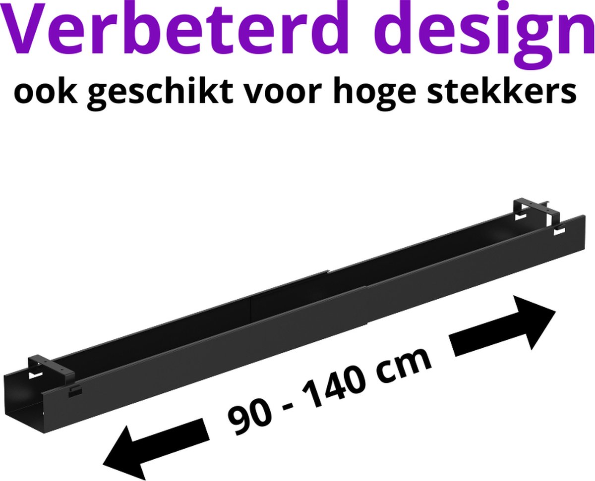 Kabelgoot Kabelgoot voor onder bureau of zit-sta bureau - Zw - afbeelding 2