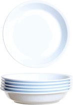 Gastro Kunststof borden, 6 stuks, 21 cm, wit, herbruikbaar, onbreekbaar, rond, stapelbaar, bordenset, dinerborden, plastic borden, plastic servies, campingborden, kinderborden