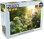 Puzzel Gele hortensia's in de tuin - Legpuzzel - Puzzel 500 stukjes