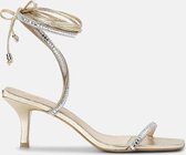 Mangará Aroeira Dames sandalen - 8cm Hak - met kristallen versierde bandjes - Goud - Maat 40