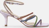 Mangará Arçá Dames sandalen - 8cm Hak - met kristallen versierde bandjes - Kleurrijk - Maat 37