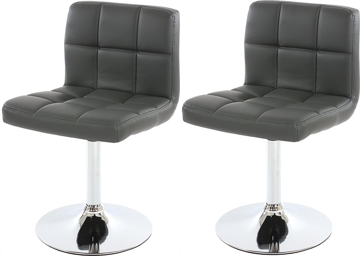 Cosmo Casa Set van 2 Eetkamerstoelen - Draaistoelen Stoelen - Kunstleer Chroom - grijs