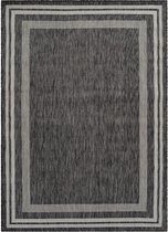 Vercai Rugs Terrace Collection - Tapis à poils ras - Tapis intérieur et extérieur - Polypropylène - Zwart Argent - 200x290 cm
