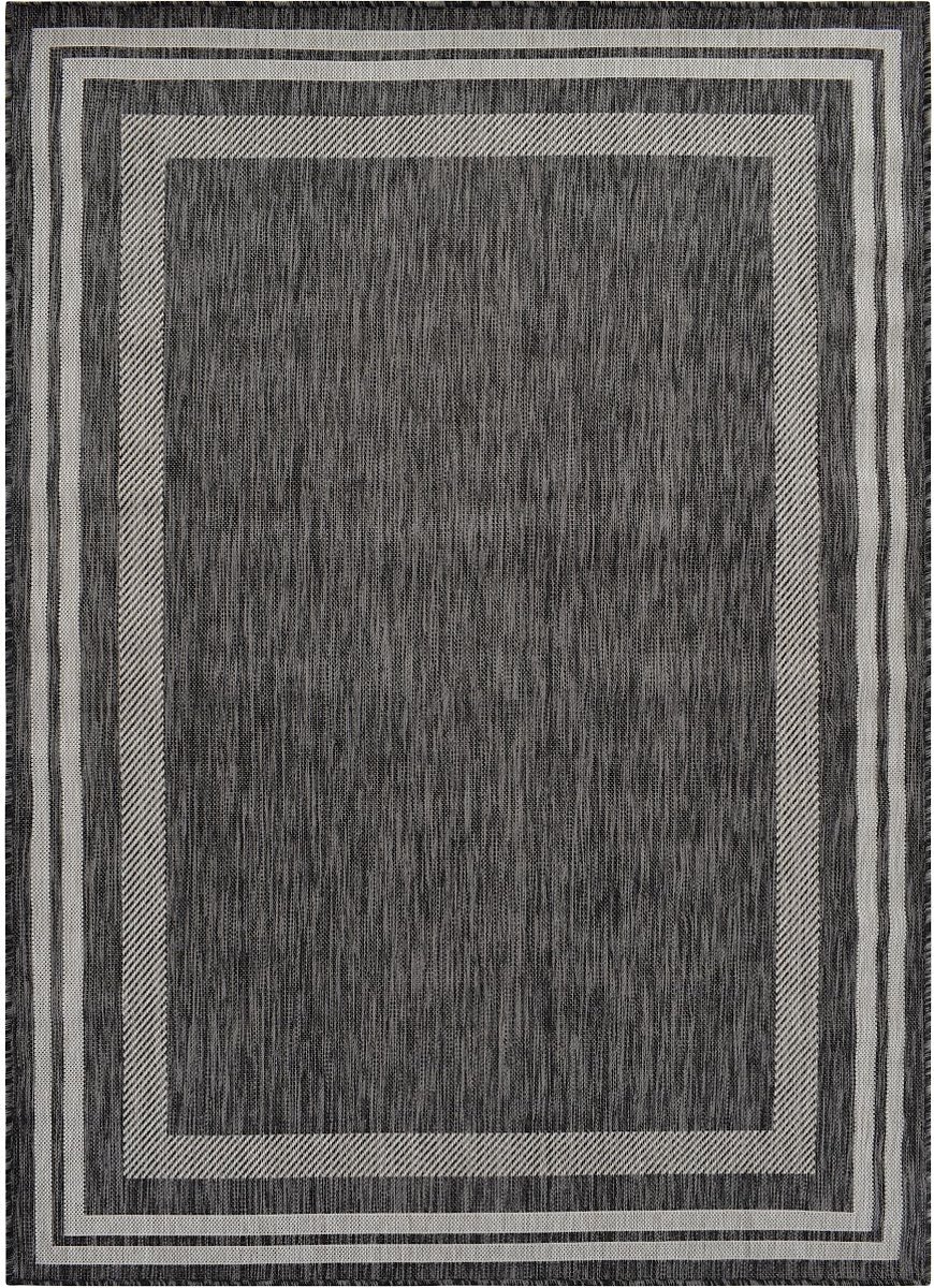 Vercai Rugs Terrace Collectie - Laagpolig Vloerkleed - Tapijt voor Binnen en Buiten - Polypropyleen - Zilver Zwart - 200x290 cm